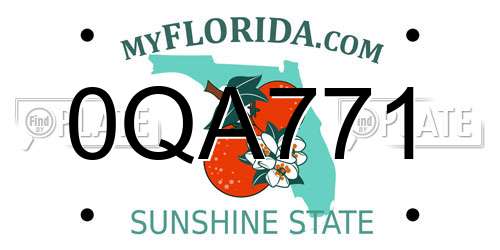 0QA771 Florida License Plate