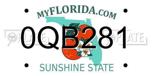 0QB281 Florida License Plate
