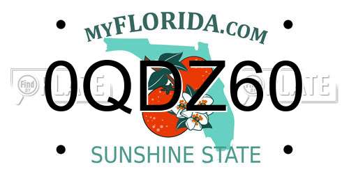 0QDZ60 Florida License Plate