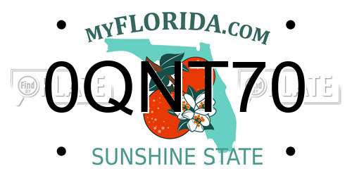 0QNT70 Florida License Plate