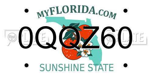 0QQZ60 Florida License Plate