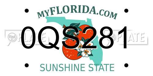 0QS281 Florida License Plate