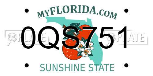 0QS751 Florida License Plate