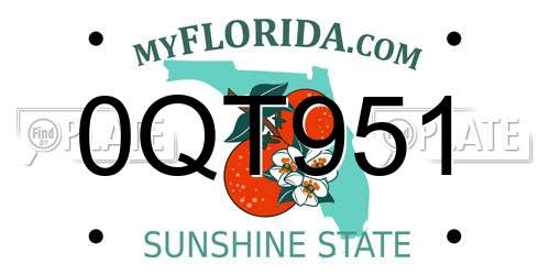 0QT951 Florida License Plate