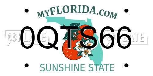 0QTS66 Florida License Plate