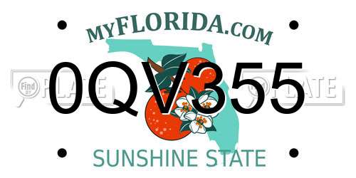 0QV355 Florida License Plate