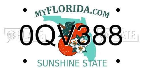 0QV388 Florida License Plate