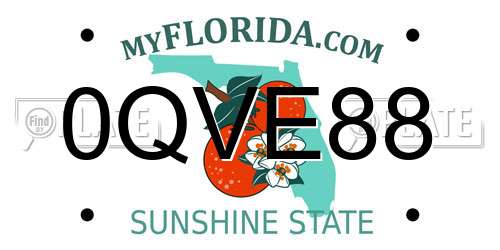 0QVE88 Florida License Plate