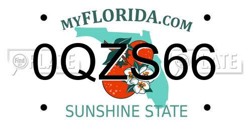 0QZS66 Florida License Plate