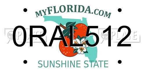 0RAL512 Florida License Plate