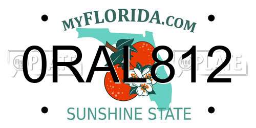 0RAL812 Florida License Plate