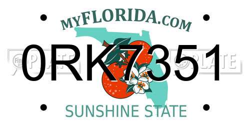 0RK7351 Florida License Plate
