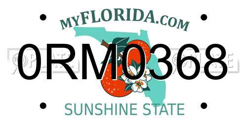 0RM0368 Florida License Plate
