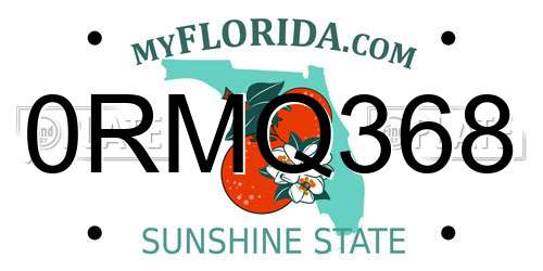 0RMQ368 Florida License Plate