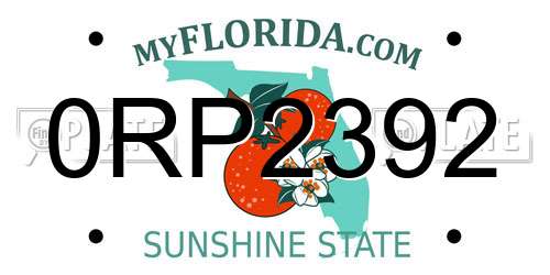 0RP2392 Florida License Plate