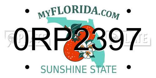 0RP2397 Florida License Plate