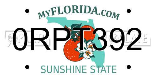 0RPT392 Florida License Plate