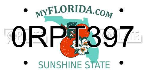 0RPT397 Florida License Plate