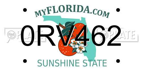 0RV462 Florida License Plate