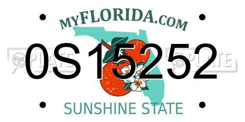 0S15252 Florida License Plate