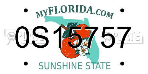 0S15757 Florida License Plate