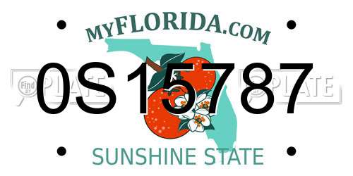 0S15787 Florida License Plate