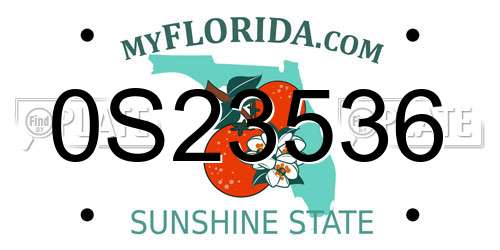 0S23536 Florida License Plate