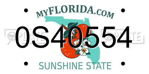 0S40554 Florida License Plate