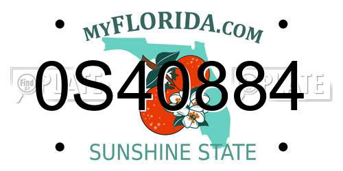0S40884 Florida License Plate