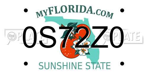 0S72Z0 Florida License Plate