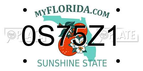 0S75Z1 Florida License Plate