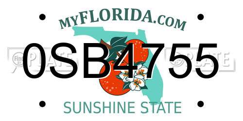 0SB4755 Florida License Plate