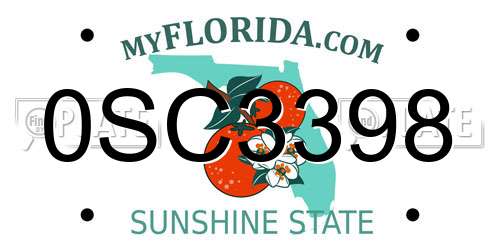 0SC3398 Florida License Plate
