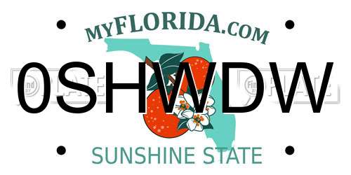 0SHWDW Florida License Plate