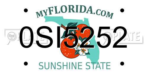 0SI5252 Florida License Plate