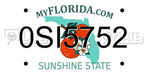 0SI5752 Florida License Plate