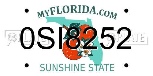 0SI8252 Florida License Plate
