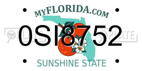 0SI8752 Florida License Plate
