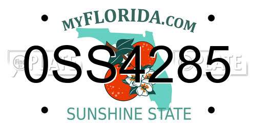 0SS4285 Florida License Plate