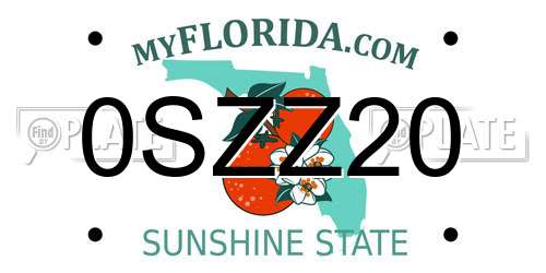 0SZZ20 Florida License Plate