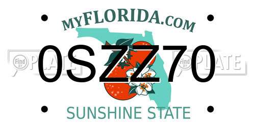 0SZZ70 Florida License Plate