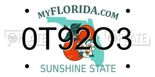 0T92O3 Florida License Plate