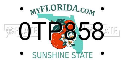 0TP858 Florida License Plate