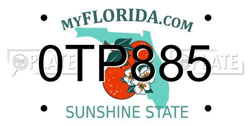 0TP885 Florida License Plate