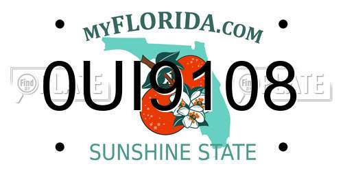 0UI9108 Florida License Plate