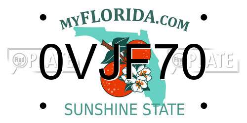 0VJF70 Florida License Plate