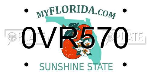 0VR570 Florida License Plate