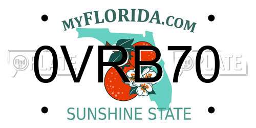 0VRB70 Florida License Plate