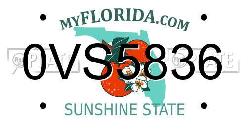 0VS5836 Florida License Plate