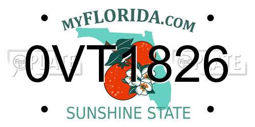 0VT1826 Florida License Plate